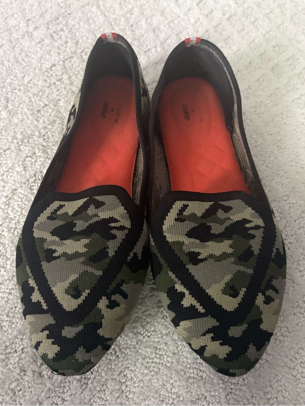 Birdies Camouflage Knit Slip-Ons in Green and Black